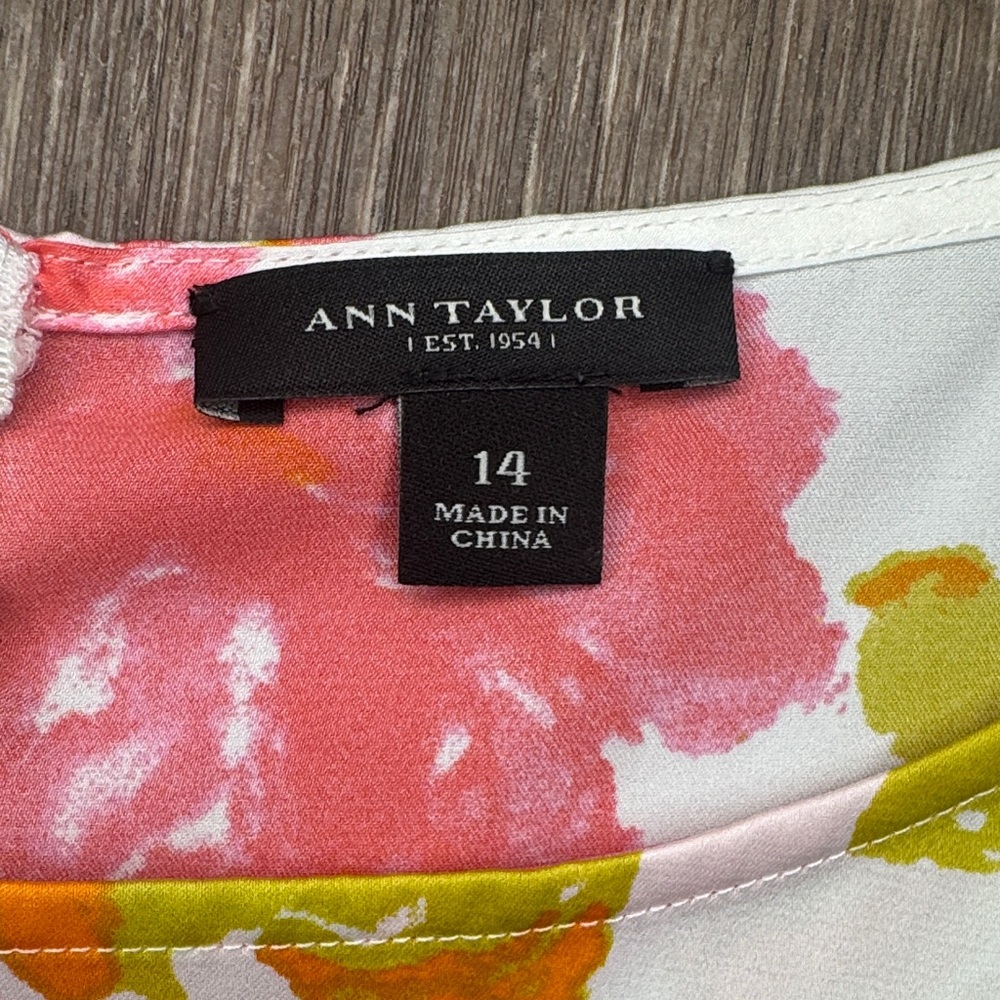Ann Taylor Floral Tank Top - Pink and Yellow Women’s Size 14 - Picture 2 of 11